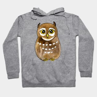Light Brown Owl Watercolor Hoodie